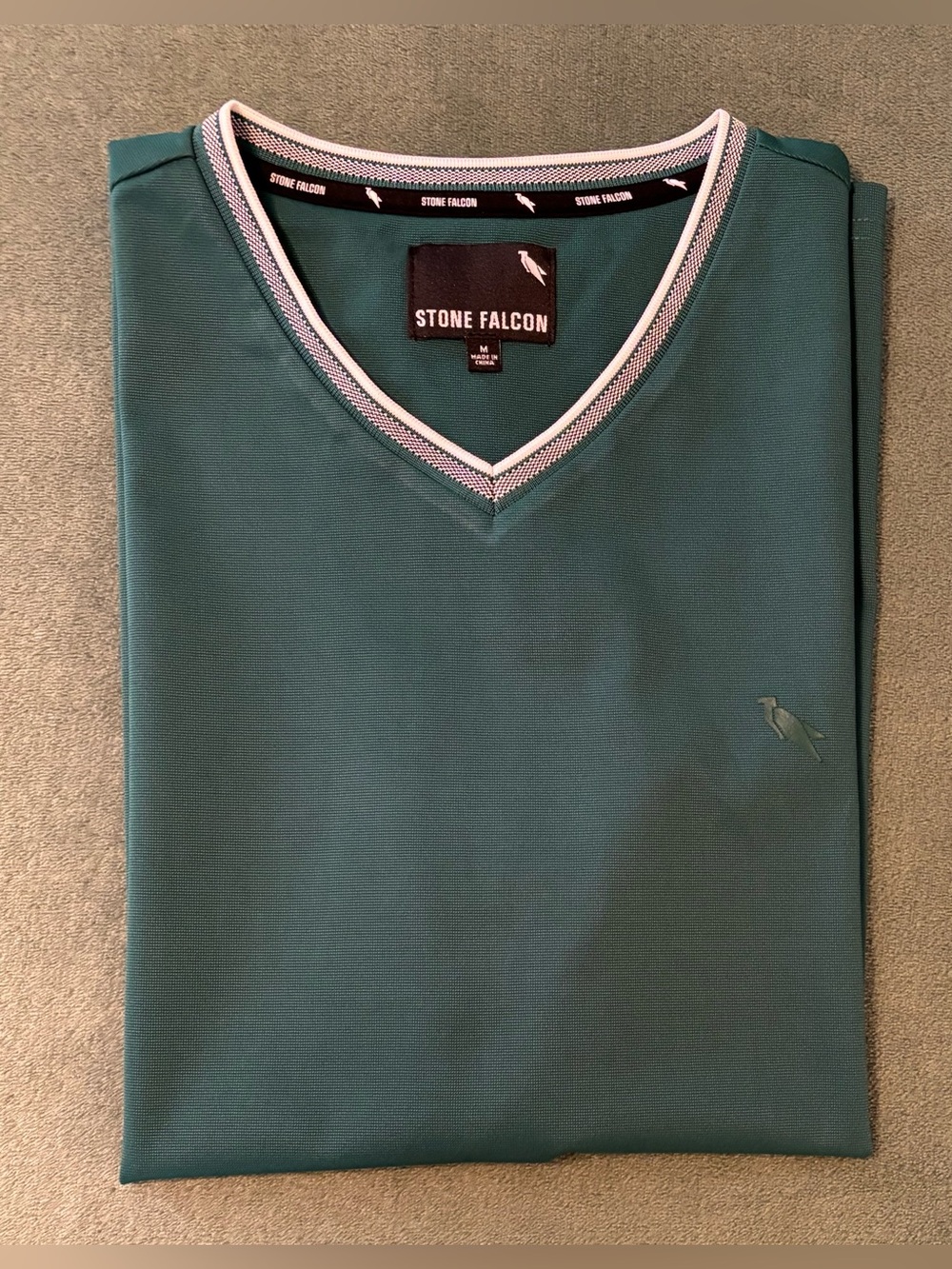 Stone Falcon Men's V-Neck Shirt in Teal (6462)